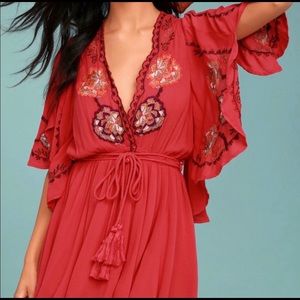 Free People Cora Embroidered Bell Sleeve Dress
